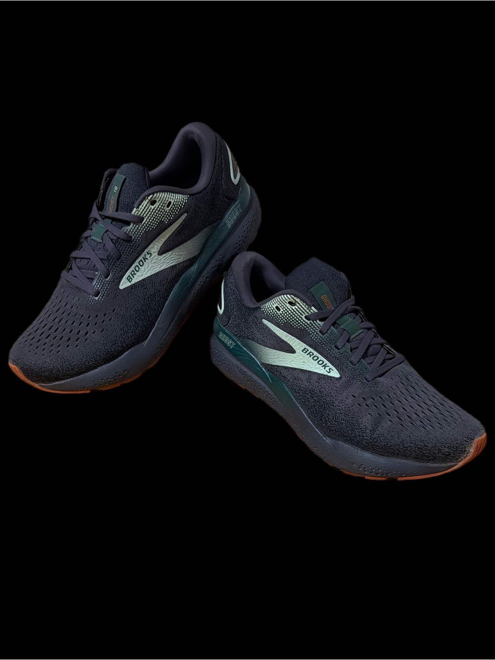 Brooks Ghost 16 Mens size 11 Running Shoes Blackened Pearl/June Bug Green - Picture 8 of 12